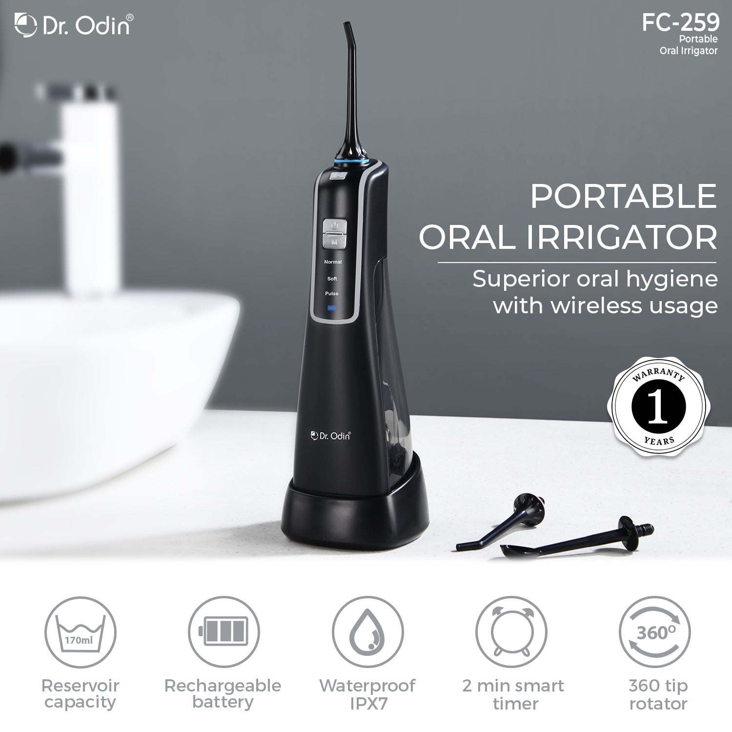 Dr. Odin Portable Oral Irrigator Black FC259