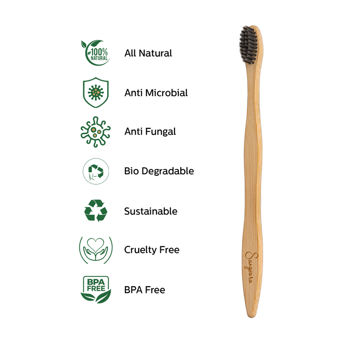 Sangsara Bamboo Charcoal Activated Soft Bristles Toothbrush