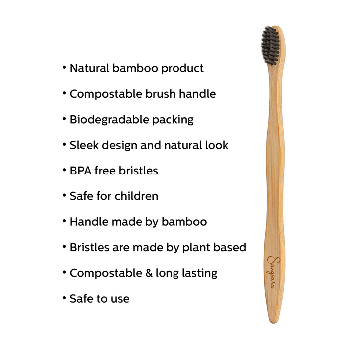 Sangsara Bamboo Charcoal Activated Soft Bristles Toothbrush