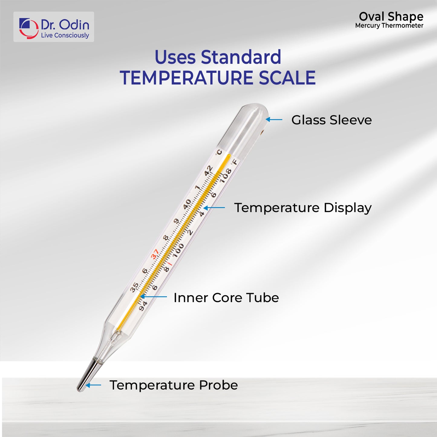 Mercury Thermometer Oval Shape